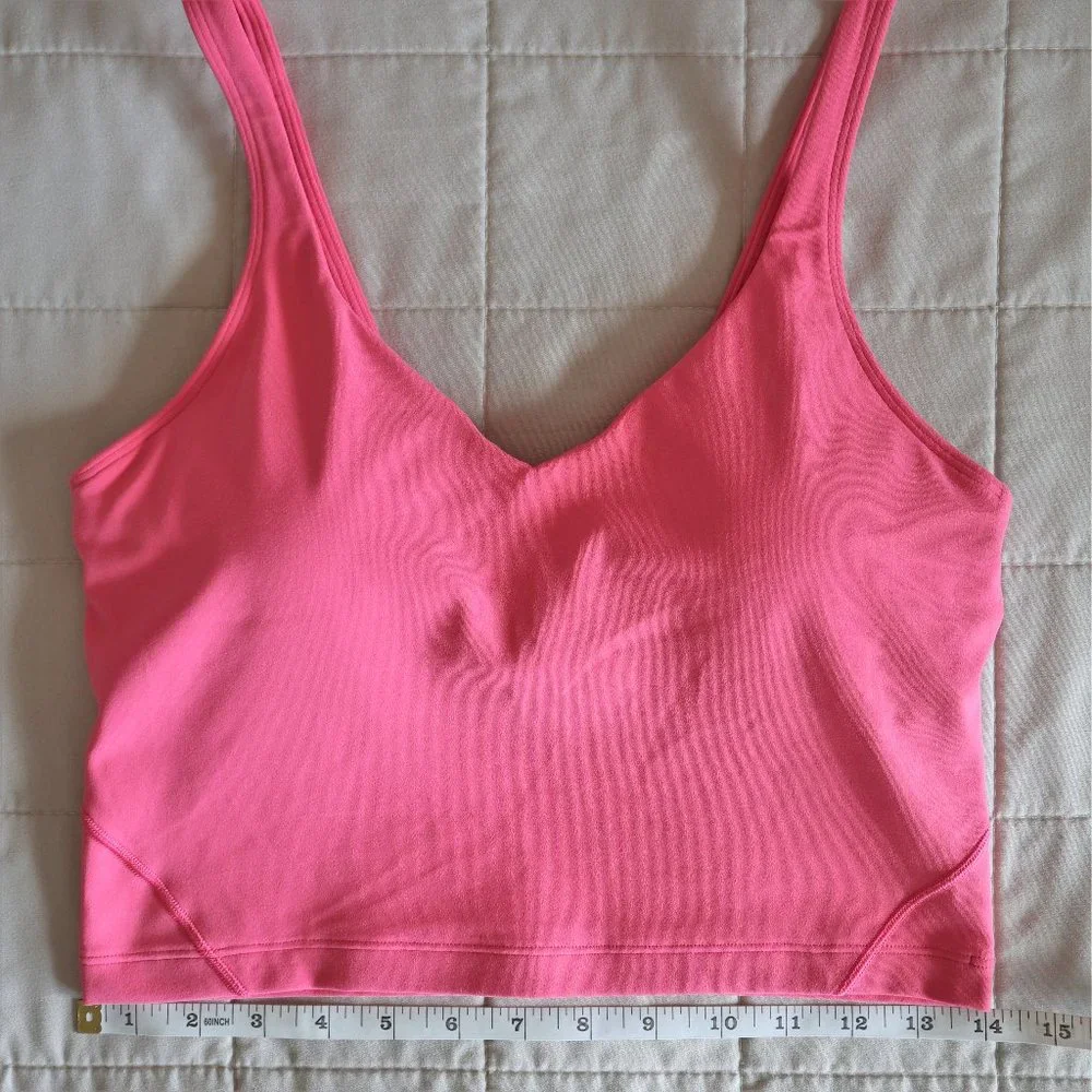 Pink V-Neck Lululemon Align Crop Top Sports Bra - Picture 3 of 4